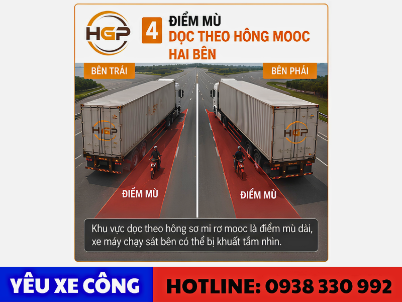 Điểm mù dọc theo hông rơ mooc